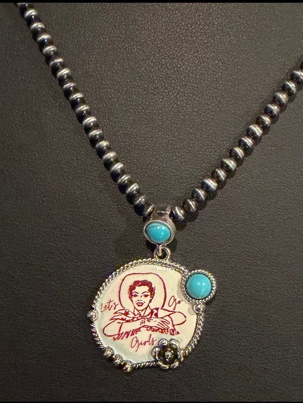 Vintage Retro Style Country Western Cowgirl Pendant Necklace